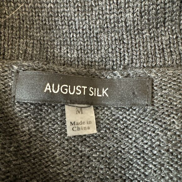 August Silk Womens Sweater Blazer Cardigan Size M Gray Wool Blend Pockets - Picture 8 of 9